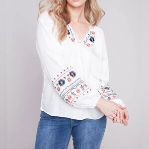 CHARLIE B EMBROIDERED BOHEMIAN BLOUSE